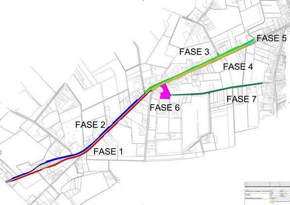 Fases van de (weg)werkzaamheden aan de Turnhoutseweg. Tekstversie staat boven deze afbeelding.